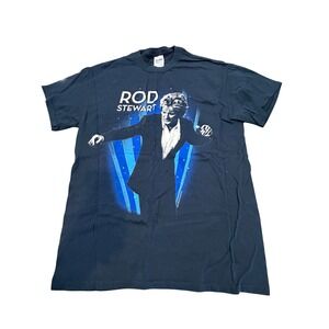 Rod Stewart Tour 2012 Graphic T Shirt Mens Medium Blue Concert Rock Band Gildan